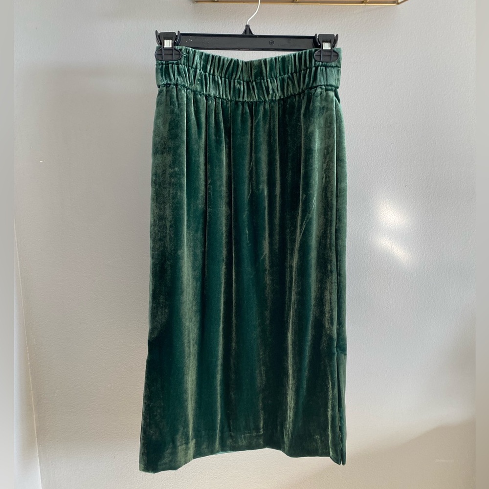 J. Crew Forest Green Velvet A-Line Skirt